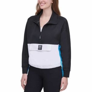 New DKNY Pull Over Sport Mock 1/4 Zip Donna Karen Windbreaker Jacket